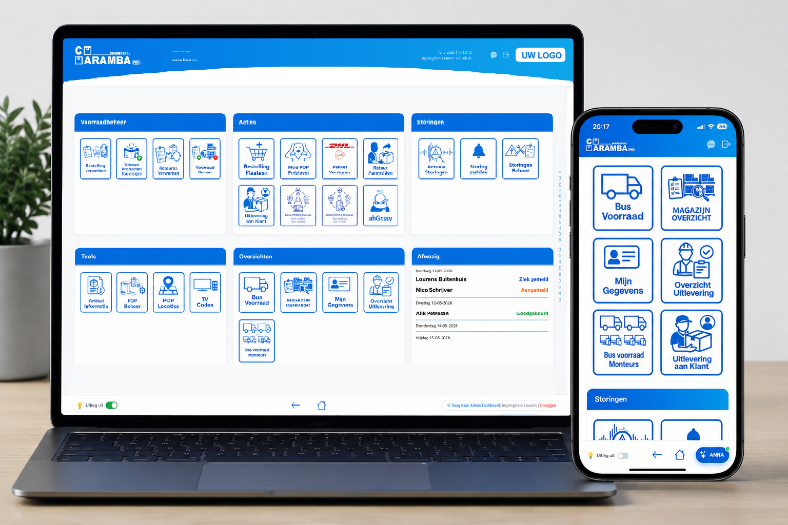Caramba Pro op desktop en mobiel